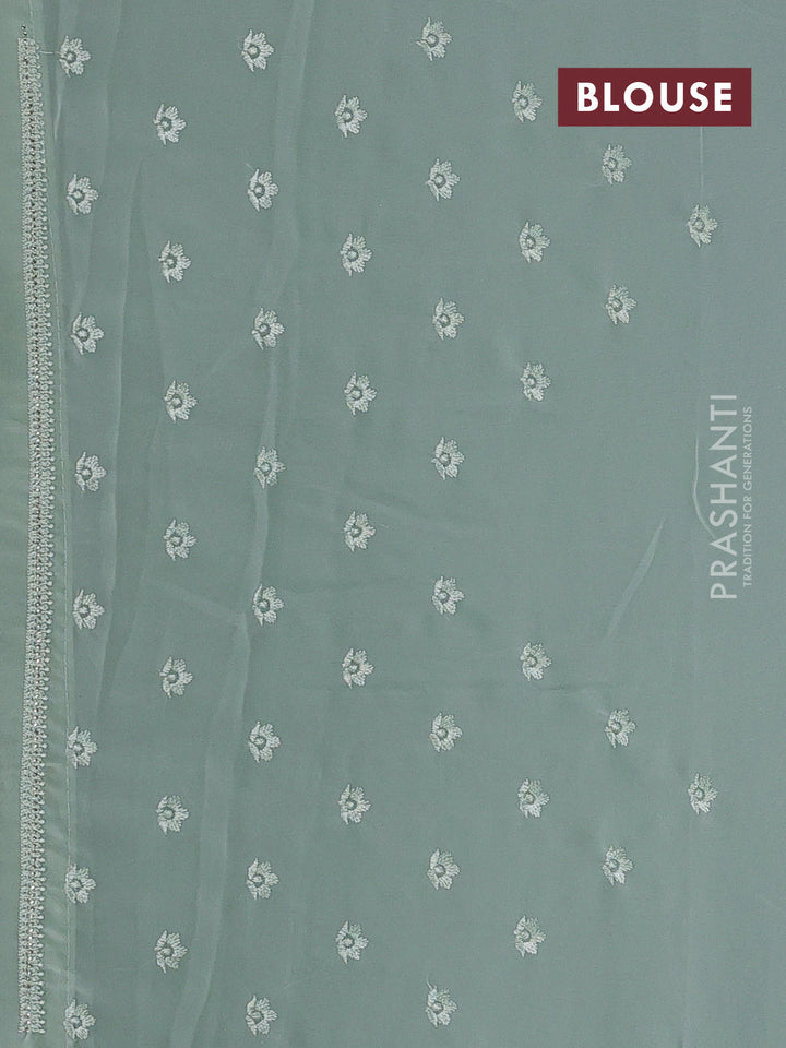 Pastel Green Georgette Saree - Embroidery