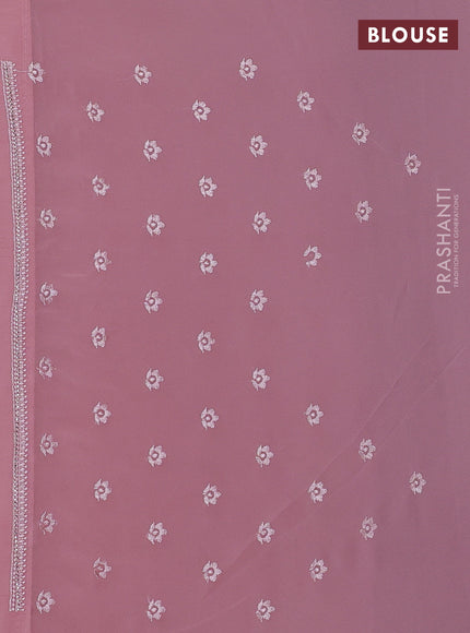 Peach Pink Georgette Saree - Embroidery