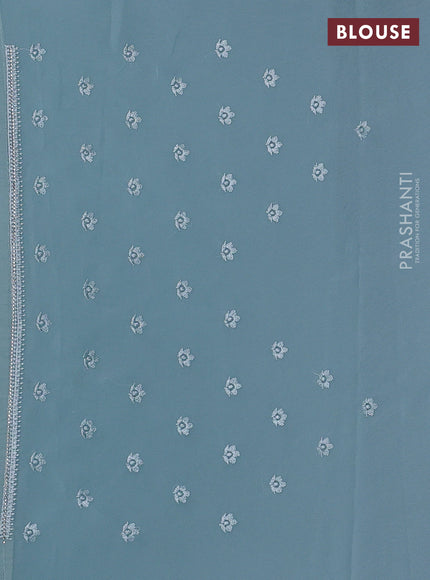Aque Blue Georgette Saree - Embroidery