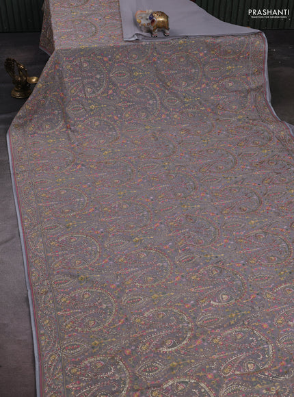 Grey Georgette Saree - Embroidery