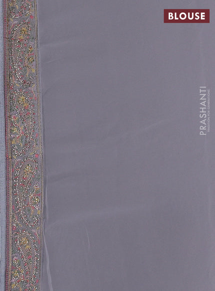 Grey Georgette Saree - Embroidery