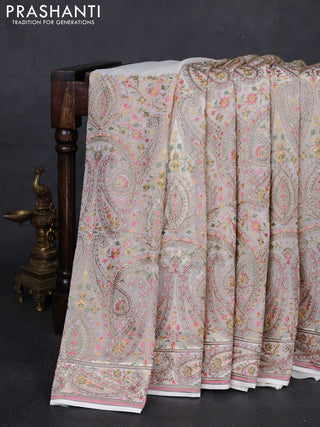 Off White Georgette Saree - Embroidery