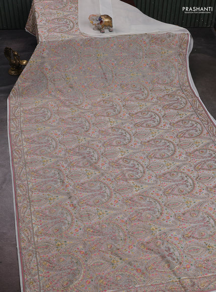Off White Georgette Saree - Embroidery