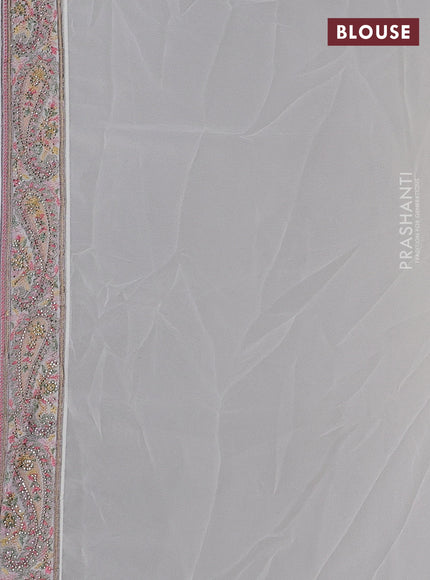Off White Georgette Saree - Embroidery