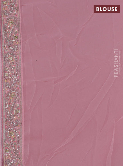 Peach Georgette Saree - Embroidery