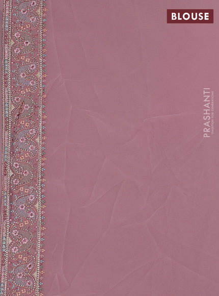 Peach Georgette Saree - Embroidery