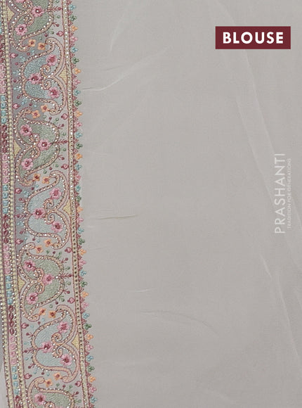 Cream Georgette Saree - Embroidery