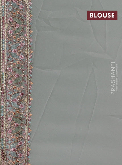 Sag Green Georgette Saree - Embroidery