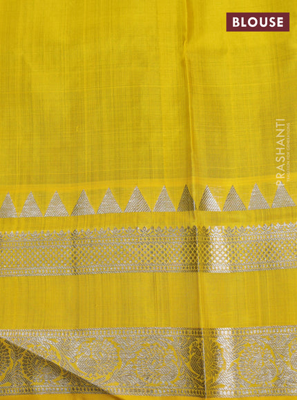 Bottle Green & Yellow Venkatagiri Silk - Buttas