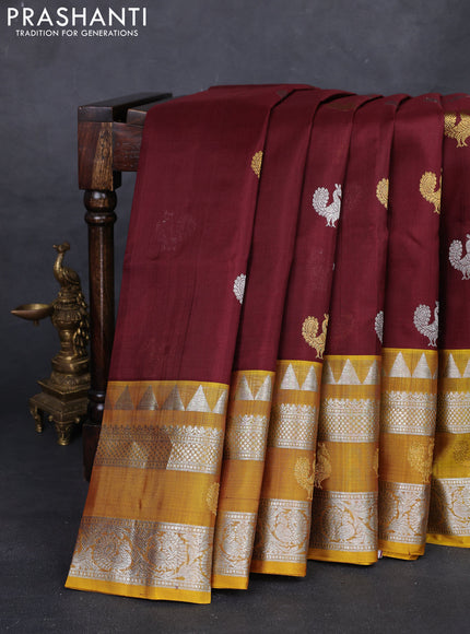 Maroon & Yellow Venkatagiri Silk - Buttas