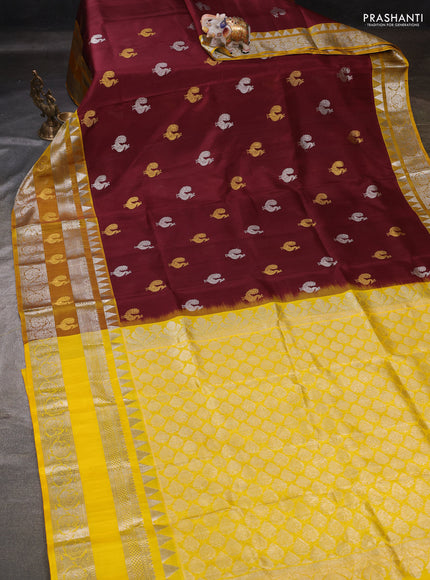Maroon & Yellow Venkatagiri Silk - Buttas