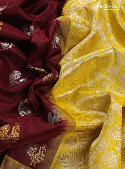 Maroon & Yellow Venkatagiri Silk - Buttas