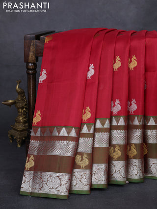 Red & Green Venkatagiri Silk - Buttas