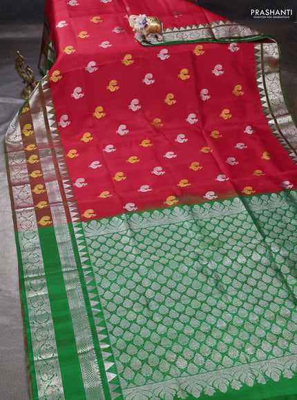 Red & Green Venkatagiri Silk - Buttas