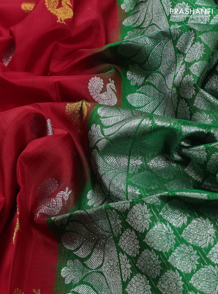 Red & Green Venkatagiri Silk - Buttas