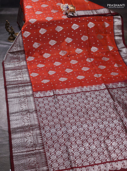 Rust & Maroon Venkatagiri Silk - Buttas