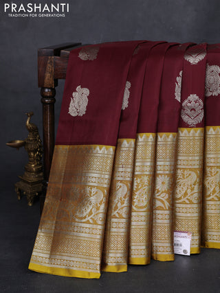 Coffee Brown & Mehendi Green Venkatagiri Silk - Buttas