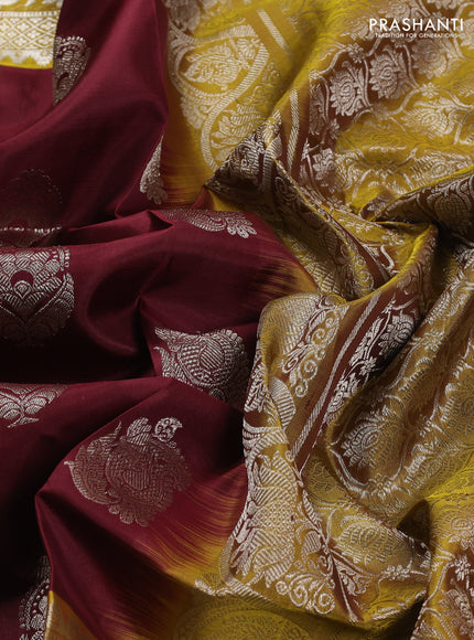 Coffee Brown & Mehendi Green Venkatagiri Silk - Buttas