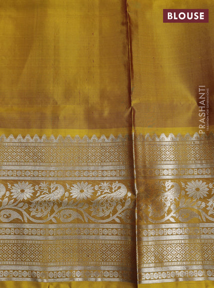 Coffee Brown & Mehendi Green Venkatagiri Silk - Buttas