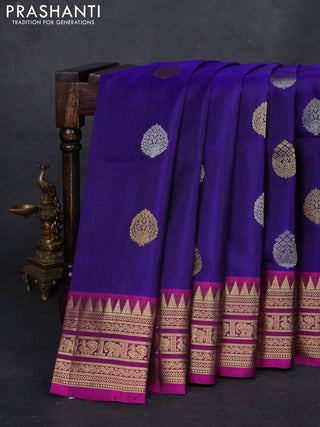 Blue & Magenta Pink Venkatagiri Silk - Buttas
