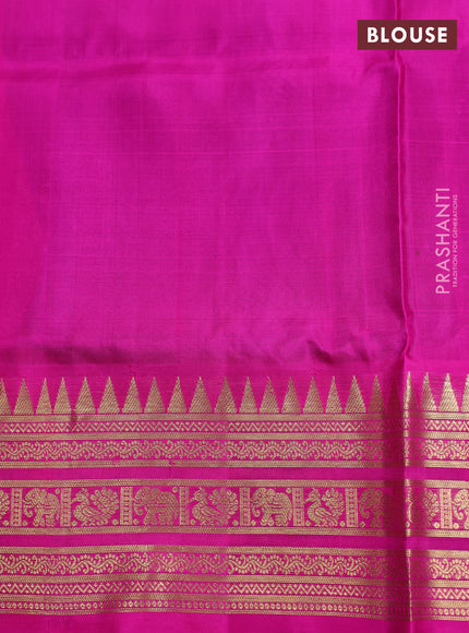 Blue & Magenta Pink Venkatagiri Silk - Buttas