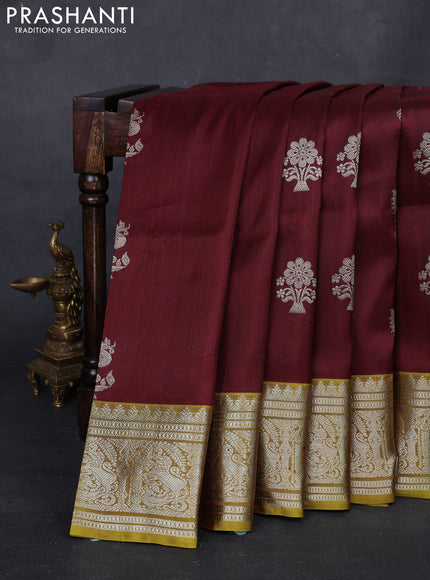 Maroon & Mehendi Green Venkatagiri Silk - Buttas