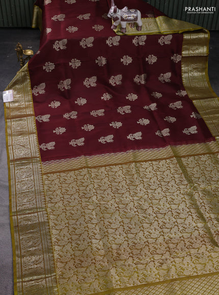 Maroon & Mehendi Green Venkatagiri Silk - Buttas