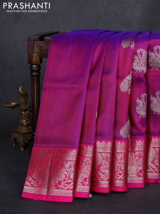 Purple & Pink Venkatagiri Silk - Buttas
