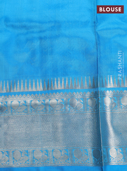 Pista Green & Aque Blue Venkatagiri Silk - Checks