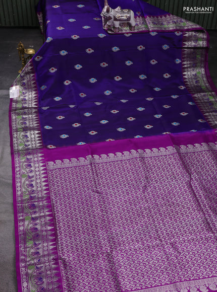 Blue & Purple Venkatagiri Silk - Buttas