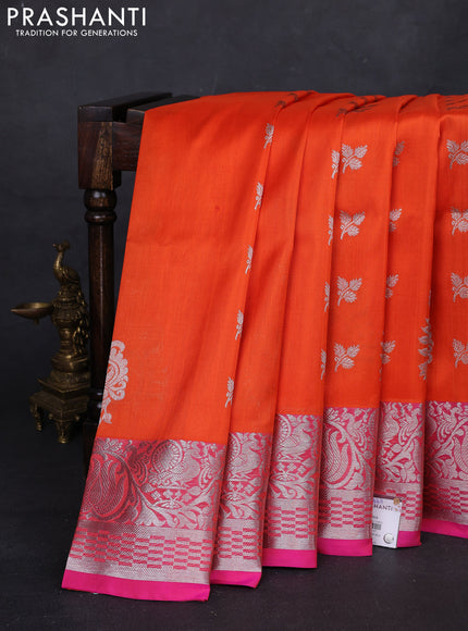 Orange & Pink Venkatagiri Silk - Buttas