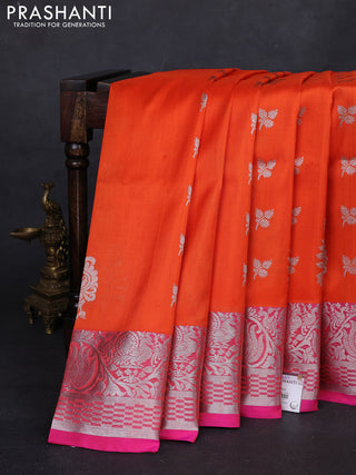 Orange & Pink Venkatagiri Silk - Buttas