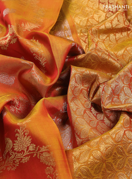 Sunset Orange Venkatagiri Silk - Buttas