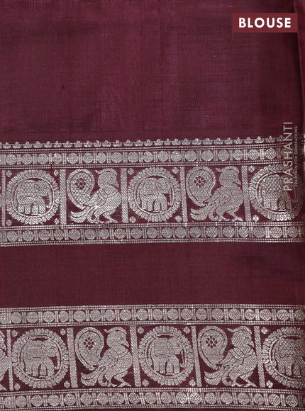 Mauve Pink & Coffee Brown Venkatagiri Silk - Checks