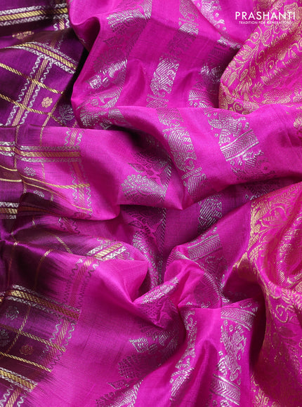Purple & Pink Venkatagiri Silk - Checks