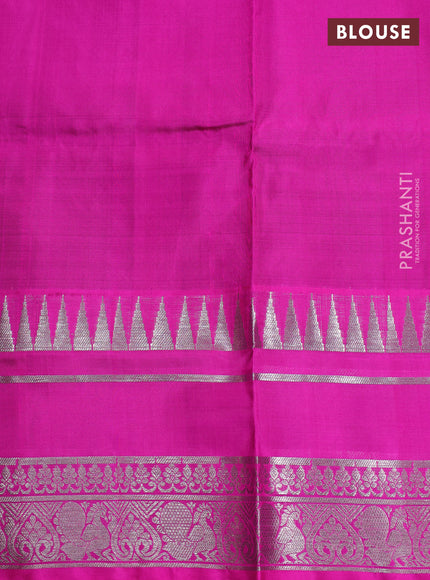 Bottle Green & Pink Venkatagiri Silk - Buttas