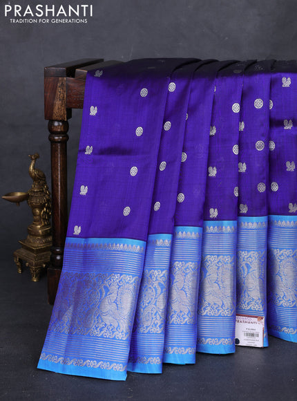 Blue & Aque Blue Venkatagiri Silk - Buttas