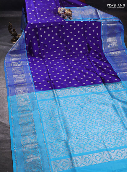 Blue & Aque Blue Venkatagiri Silk - Buttas