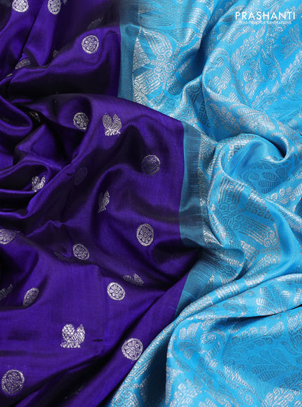 Blue & Aque Blue Venkatagiri Silk - Buttas