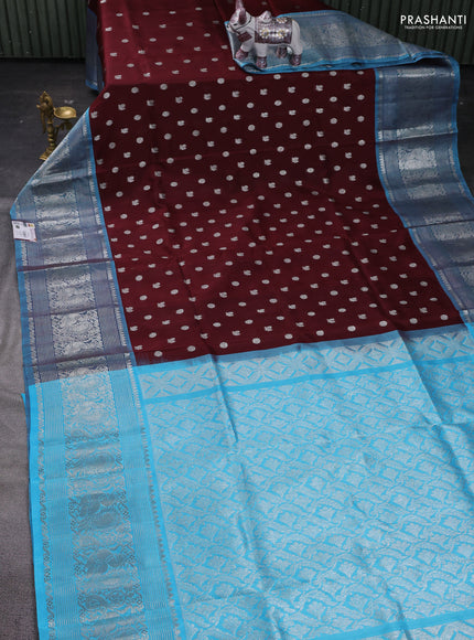 Maroon & Aque Blue Venkatagiri Silk - Buttas