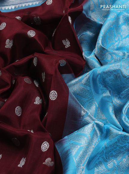 Maroon & Aque Blue Venkatagiri Silk - Buttas