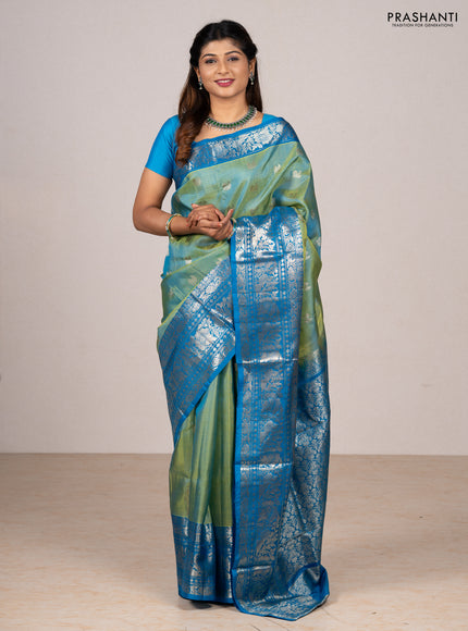 Green & Cs Blue Venkatagiri Silk - Buttas