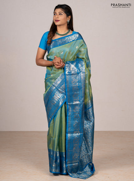 Green & Cs Blue Venkatagiri Silk - Buttas
