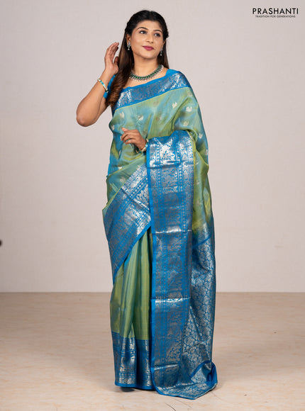 Green & Cs Blue Venkatagiri Silk - Buttas