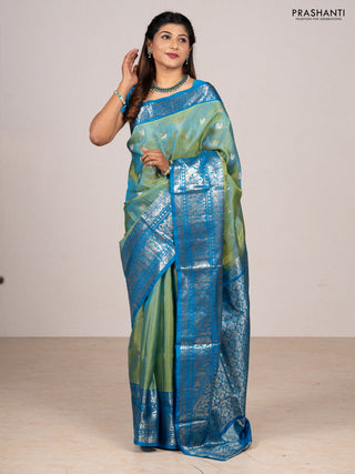 Green & Cs Blue Venkatagiri Silk - Buttas