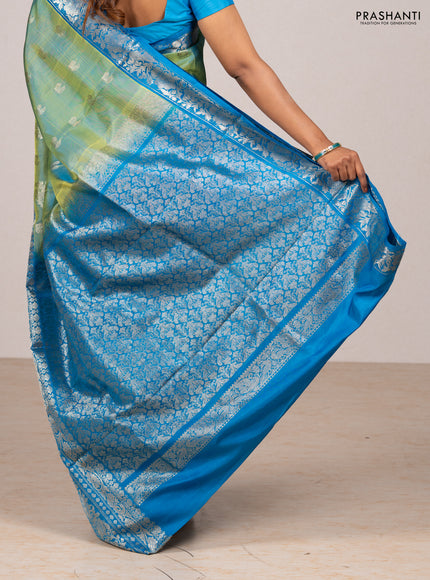 Green & Cs Blue Venkatagiri Silk - Buttas
