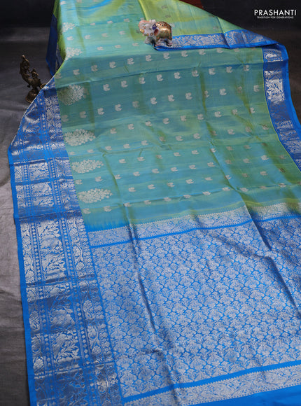 Green & Cs Blue Venkatagiri Silk - Buttas
