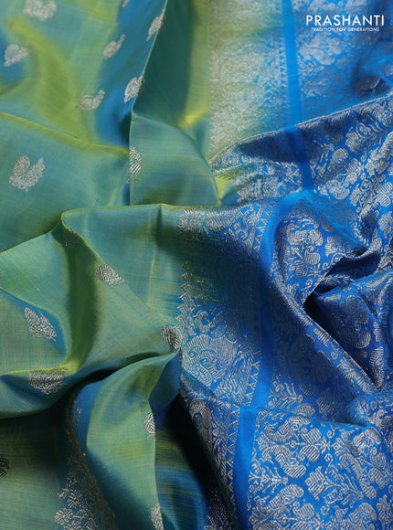 Green & Cs Blue Venkatagiri Silk - Buttas