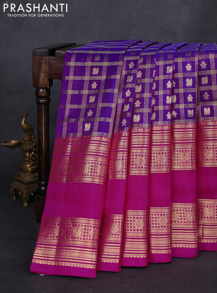 Purple & Pink Venkatagiri Silk - Checks