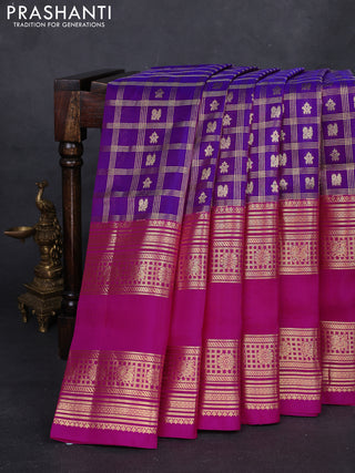 Purple & Pink Venkatagiri Silk - Checks